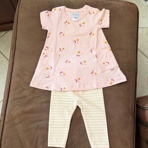 Hanna Andersson Pink Moon and Star Kids Pajama Set Sz 6-12 mos New